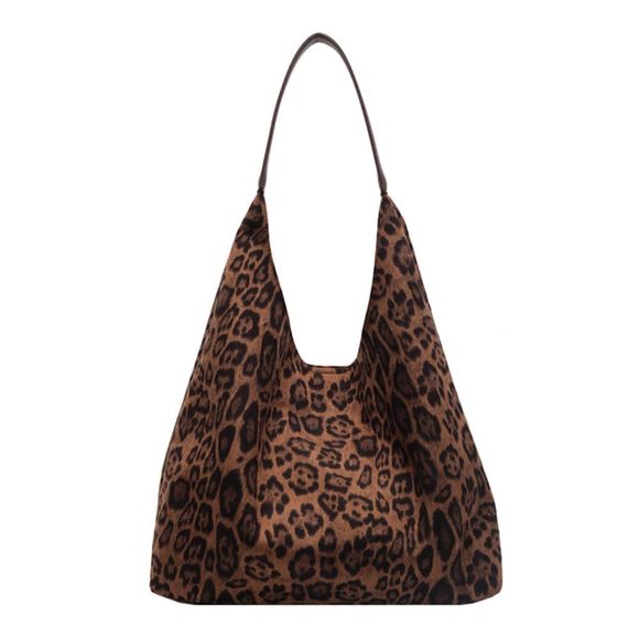 Leopard Tote Bag Cheetah Purse Brown Vintage Hobo Bag Large :< - Picture 1 of 6